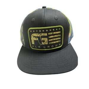 Flo Grown Snapback Camo Cap Mesh Blue Green Tan Marsh Hat New NWT